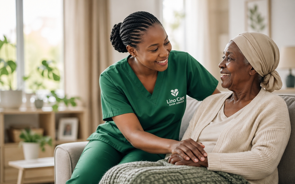 Caregiver helping elderly